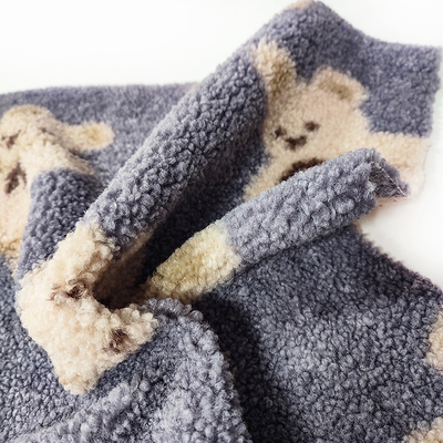 Teddy Bear Sherpa Fleece Fabric orso 100% del poliestere da 330 GSM ha stampato