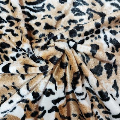 Il tessuto della peluche della pelliccia del Faux del vello di PV per il leopardo della tappezzeria degli indumenti delle scarpe ha stampato