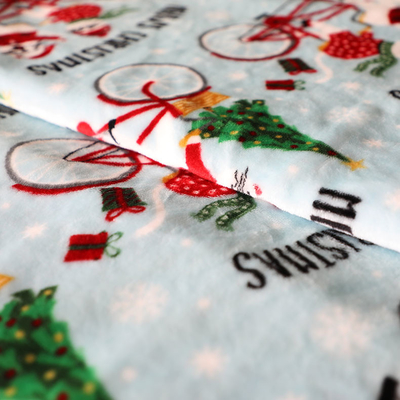 Tessuto stampato 300gsm del vello della flanella di Natale per tappezzeria Toy Blankets