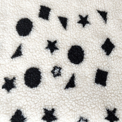 Il filato in bianco e nero del jacquard del tessuto del vello di Sherpa ha tinto per il pavimento Mats Pillow di Backoack