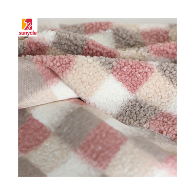 Sherpa stampato plaid tosa il tessuto 300gsm per la borsa di Hometextile della tappezzeria