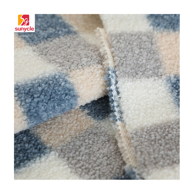 200gsm Sherpa stampato plaid ha allineato il poliestere 100% del tessuto del vello