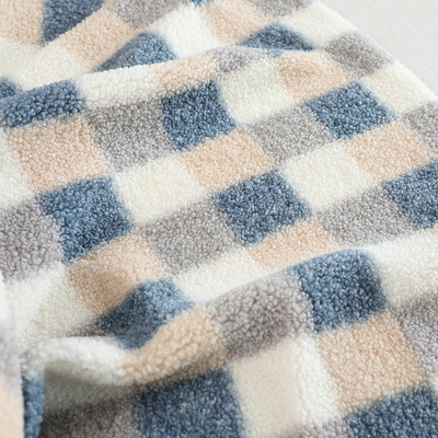 200gsm Sherpa stampato plaid ha allineato il poliestere 100% del tessuto del vello