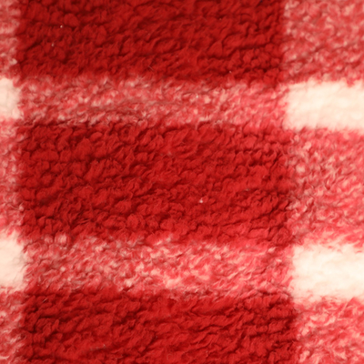 L'impianto a scacchiera ha stampato il tessuto rosso 250gsm del velluto di cotone per l'accappatoio