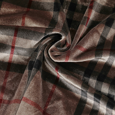 Il plaid di colore del caffè ha modellato il tessuto 240gsm del velluto per i pantaloni della tenda di Pillowslip