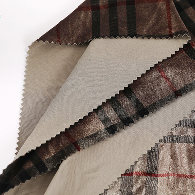 Il plaid di colore del caffè ha modellato il tessuto 240gsm del velluto per i pantaloni della tenda di Pillowslip
