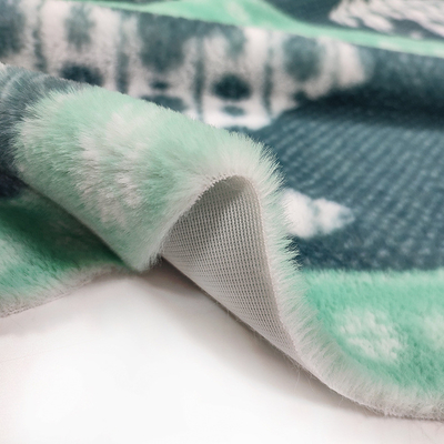 Materiale falso verde stampato 330gsm 150D della pelliccia della peluche del coniglio