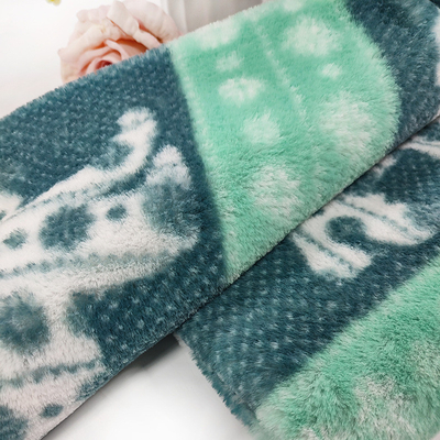 Materiale falso verde stampato 330gsm 150D della pelliccia della peluche del coniglio